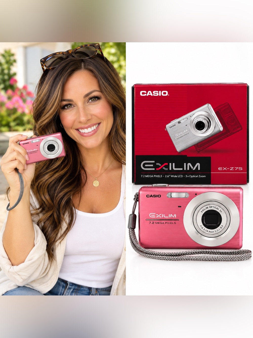 Casio Exilim EX-Z75 Pink Compact Digital Camera w/Accessories Retro Vintage Y2K